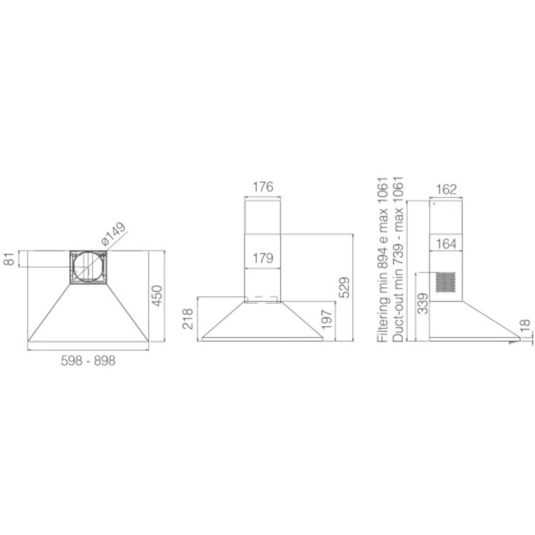 Elica Missy 60cm Chimney Cooker Hood - Black