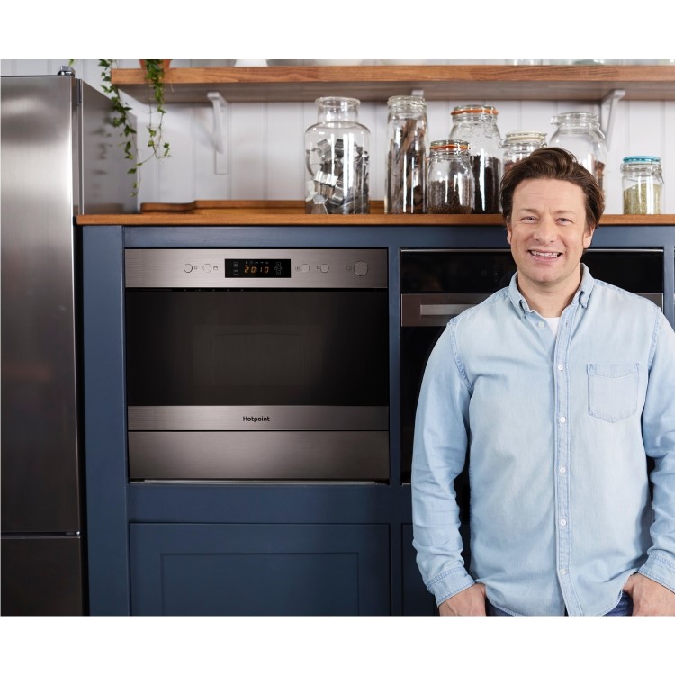 GRADE A1 - Hotpoint MN314IXH 22L Built-in Microwave with Grill Stainless Steel