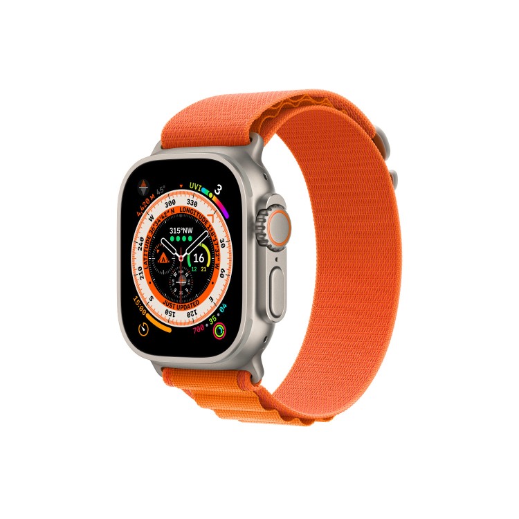 Apple Watch Ultra GPS + Cellular 49mm Titanium Case with Orange Alpine Loop - Small