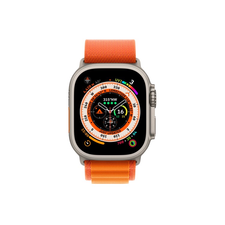 Apple Watch Ultra GPS + Cellular 49mm Titanium Case with Orange Alpine Loop - Small