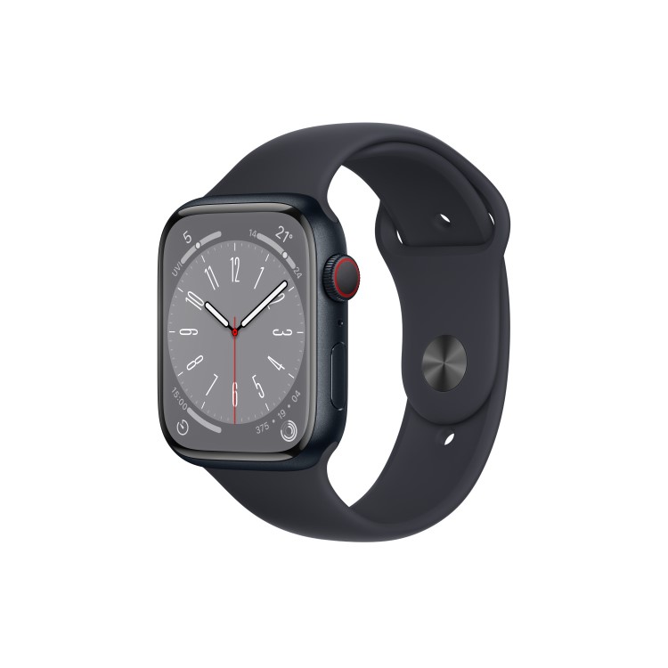 Apple Watch Series 8 GPS + Cellular 45mm Midnight Aluminium Case with Midnight Sport Band - Regular