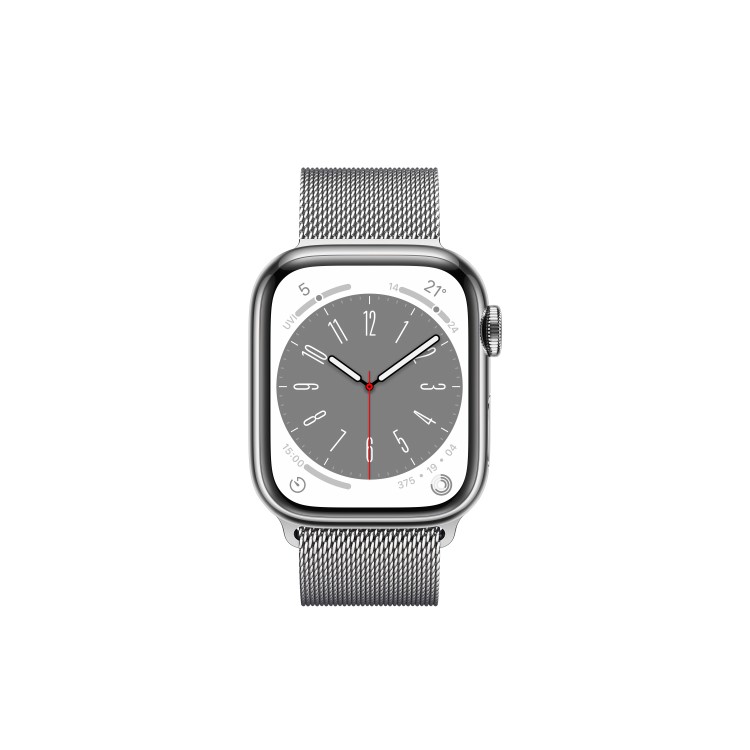 Apple Watch Series 8 GPS + Cellular 41mm Silver Stainless Steel Case with Silver Milanese Loop