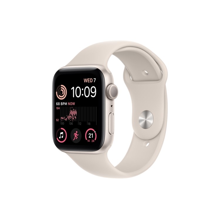 Refurbished Apple Watch SE 2022 GPS 44mm Starlight Aluminium Case with Starlight Sport Band - Regular