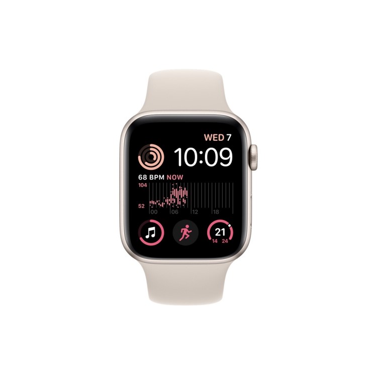 Refurbished Apple Watch SE 2022 GPS 44mm Starlight Aluminium Case with Starlight Sport Band - Regular