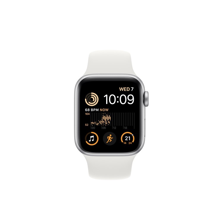 Apple Watch SE 2022 GPS 44mm Silver Aluminium Case with White Sport Band - Regular
