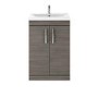 Hudson Reed Grey 2 Door Bathroom Vanity Unit & Basin - W600mm