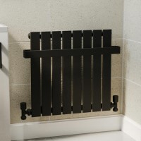 Black Horizontal Single Panel Radiator with Heated Towel Bar 600 x 604mm - Mojave Black Horizontal Single Panel Radiator with Heated Towel Bar 600 x 604mm - Mojave