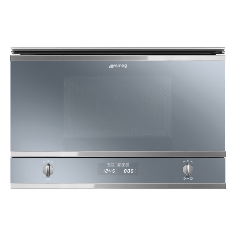 Refurbished Smeg Cucina 22L 850W Built-in Microwave with Grill - Silver Glass