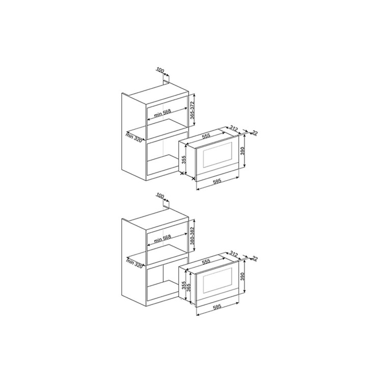 Refurbished Smeg Cucina 22L 850W Built-in Microwave with Grill - Silver Glass