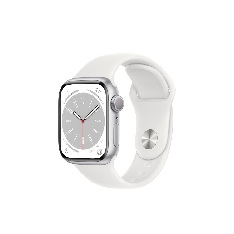 Apple Watch Series 8 GPS 41mm Silver Aluminium Case with White Sport Band - Regular