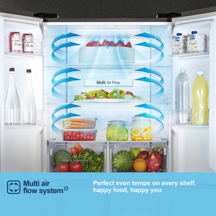 Fridgemaster 427 Litre Four Door American Fridge Freezer - Black