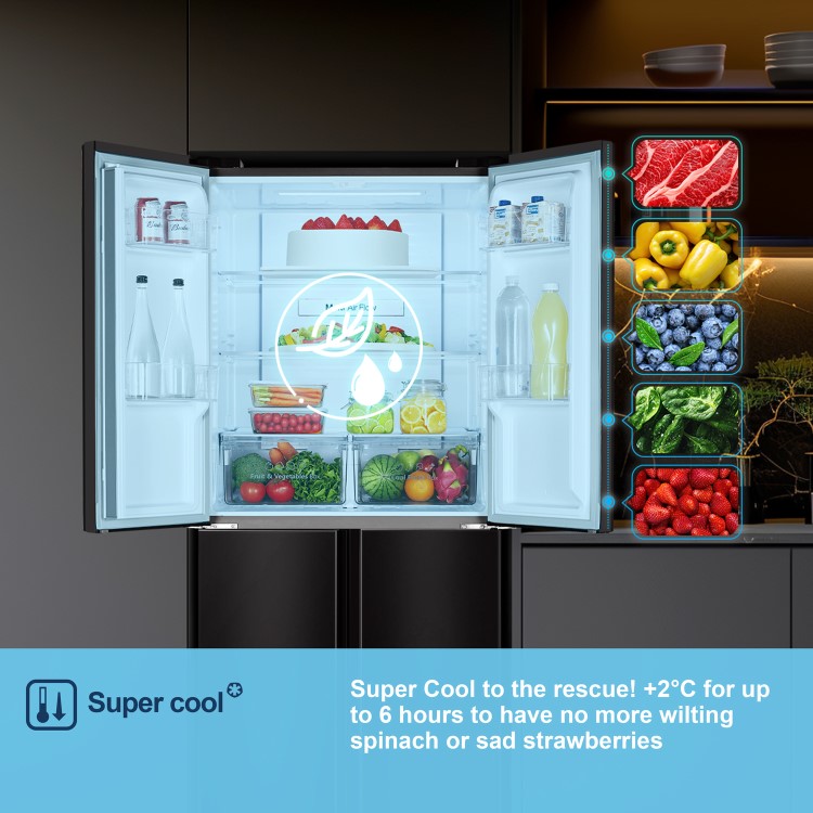 Fridgemaster 427 Litre Four Door American Fridge Freezer - Black