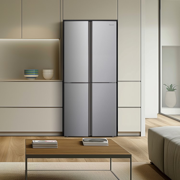 Refurbished MQ79394ES Fridgemaster 427 Litre Four Door American Fridge Freezer - Silver