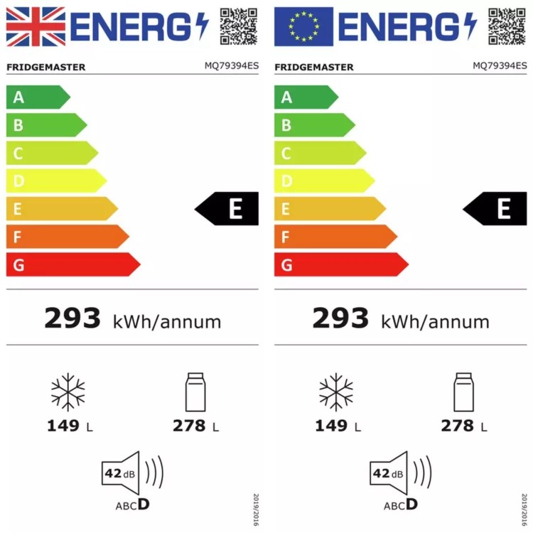 Refurbished MQ79394ES Fridgemaster 427 Litre Four Door American Fridge Freezer - Silver