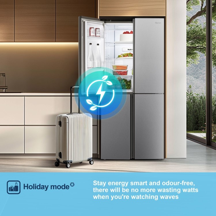Fridgemaster 427 Litre Four Door American Fridge Freezer - Silver