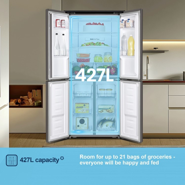 Fridgemaster 427 Litre Four Door American Fridge Freezer - Silver