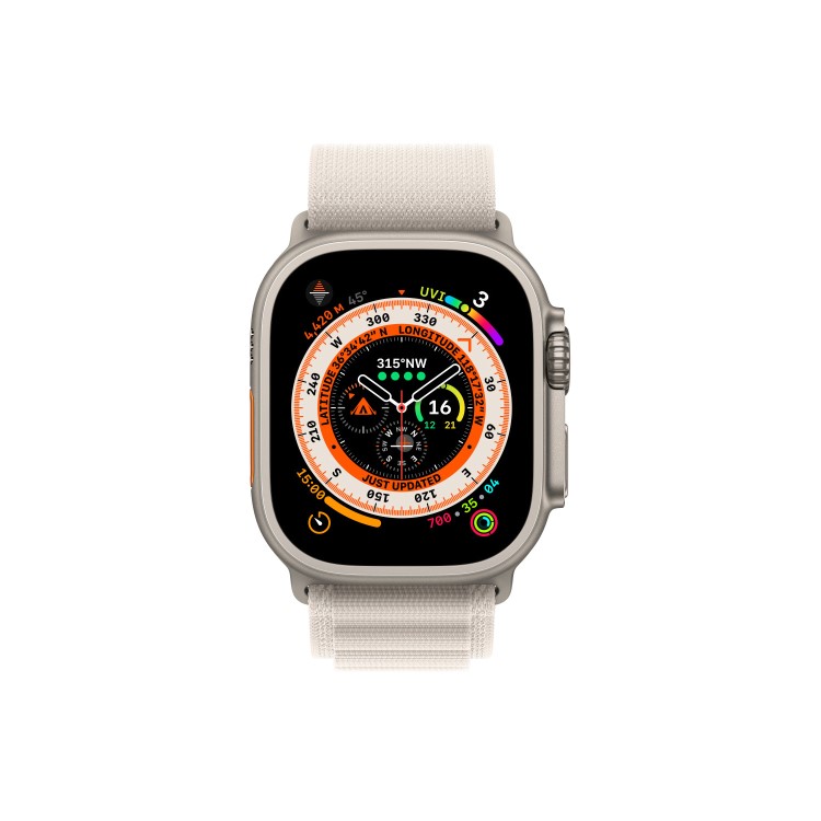 Apple Watch Ultra GPS + Cellular 49mm Titanium Case with Starlight Alpine Loop - Small