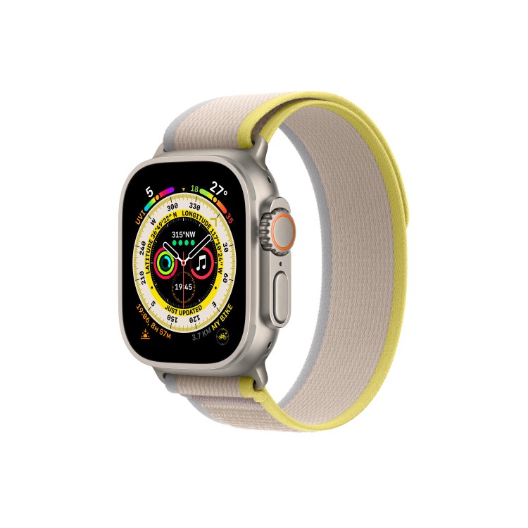 Apple Watch Ultra GPS + Cellular 49mm Titanium Case with Yellow/Beige Trail Loop - M/L