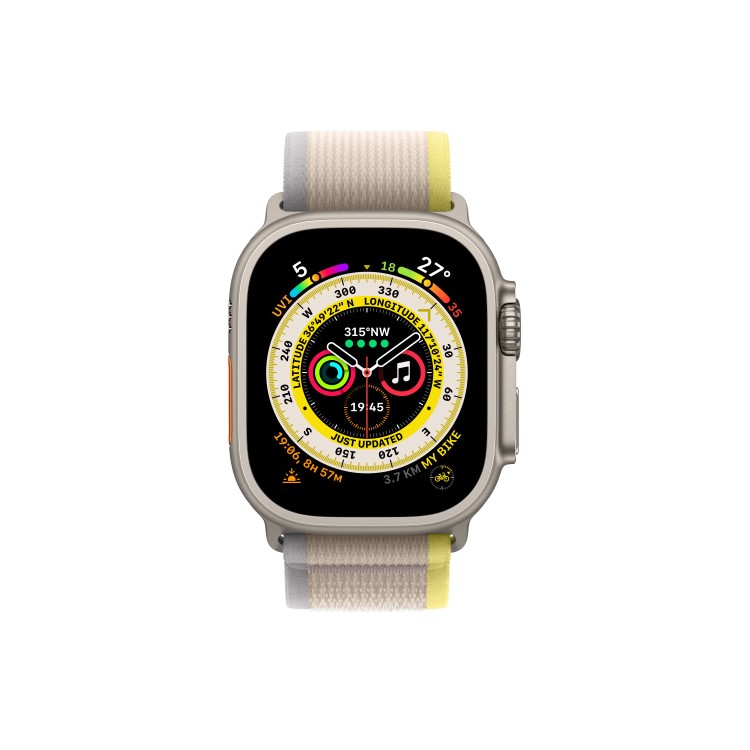 Apple Watch Ultra GPS + Cellular 49mm Titanium Case with Yellow/Beige Trail Loop - M/L