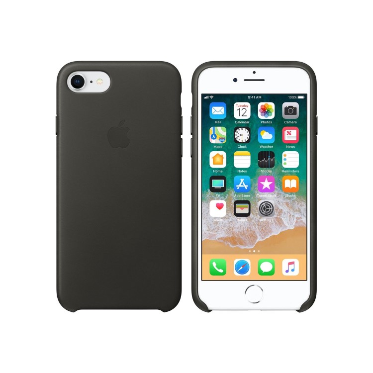 Apple iPhone 8 / 7 Leather Case - Charcoal Gray