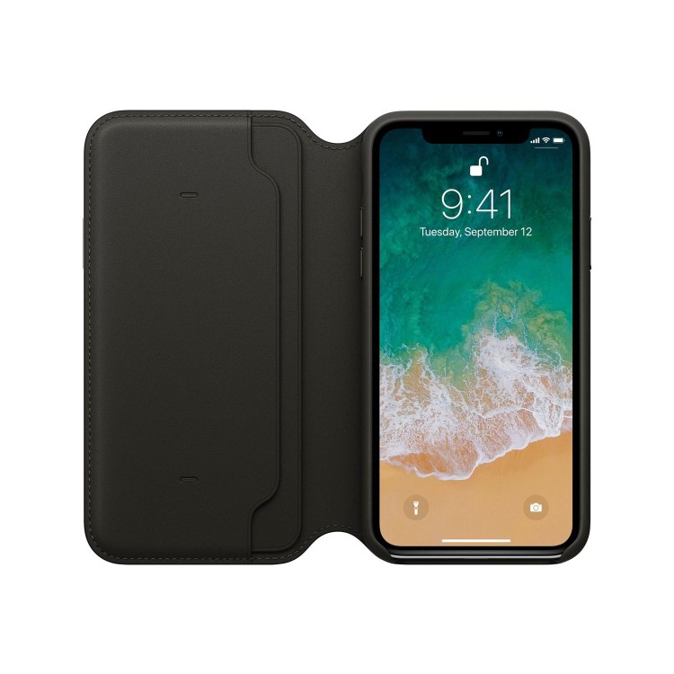 Apple iPhone X Leather Folio - Black