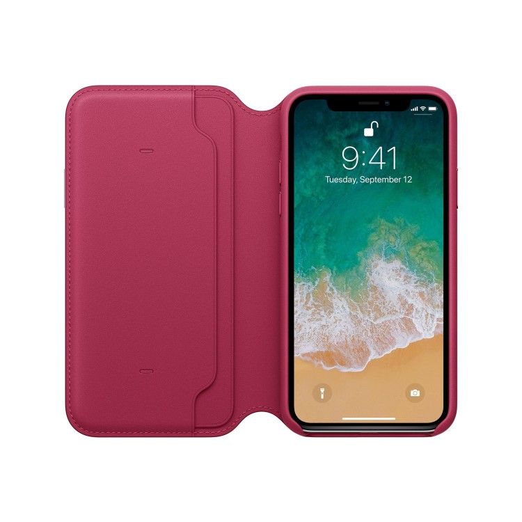 Apple iPhone X Leather Folio - Berry