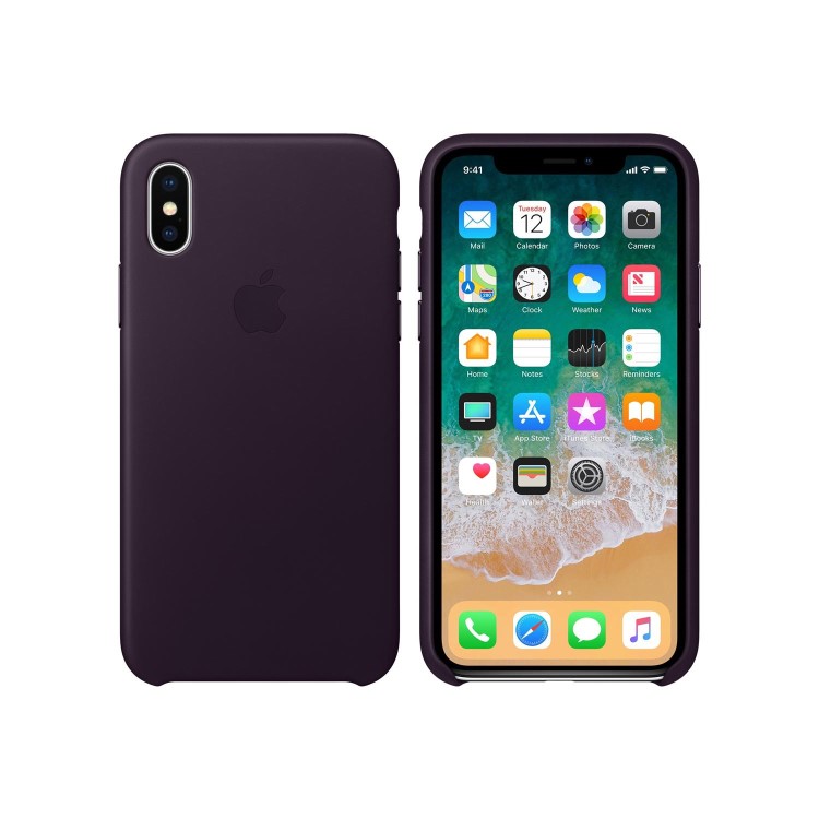 Apple iPhone X Leather Case - Dark Aubergine