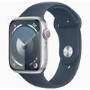 Apple Watch Series 9 GPS 41mm Silver Aluminium Case with Storm Blue Sport Band - S/M