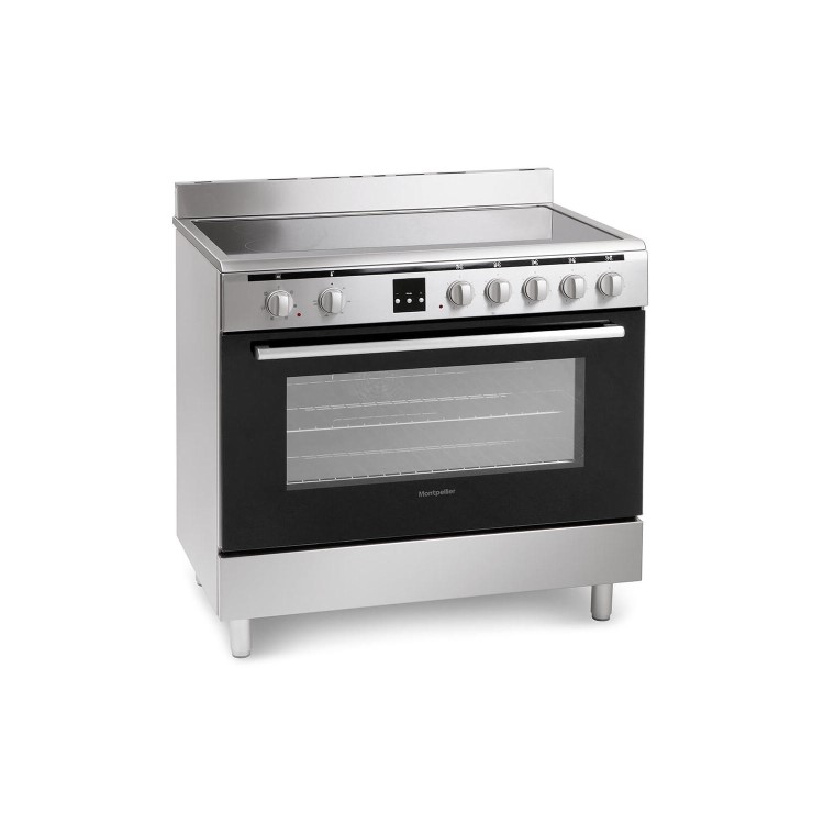 GRADE A2 - Montpellier MR90CEMX 90cm Electric Single Oven Range Cooker With Ceramic Hob - Stainless Steel