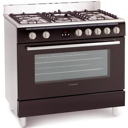 GRADE A1 - Montpellier MR90DFMK 90cm Dual Fuel Single Oven Range Cooker Black
