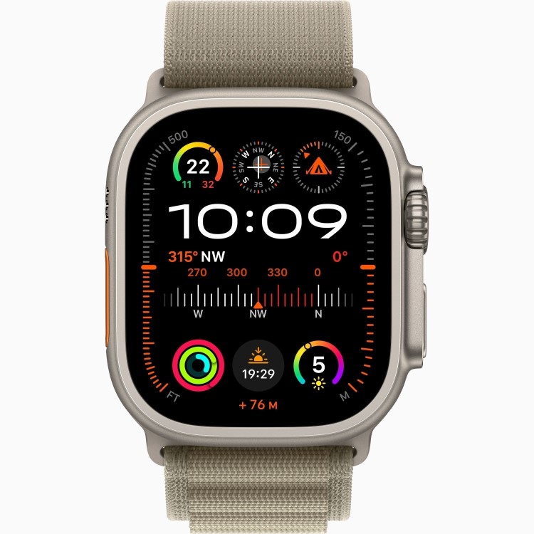 Apple Watch Ultra 2 GPS + Cellular 49mm Titanium Case with Olive Alpine Loop - Medium
