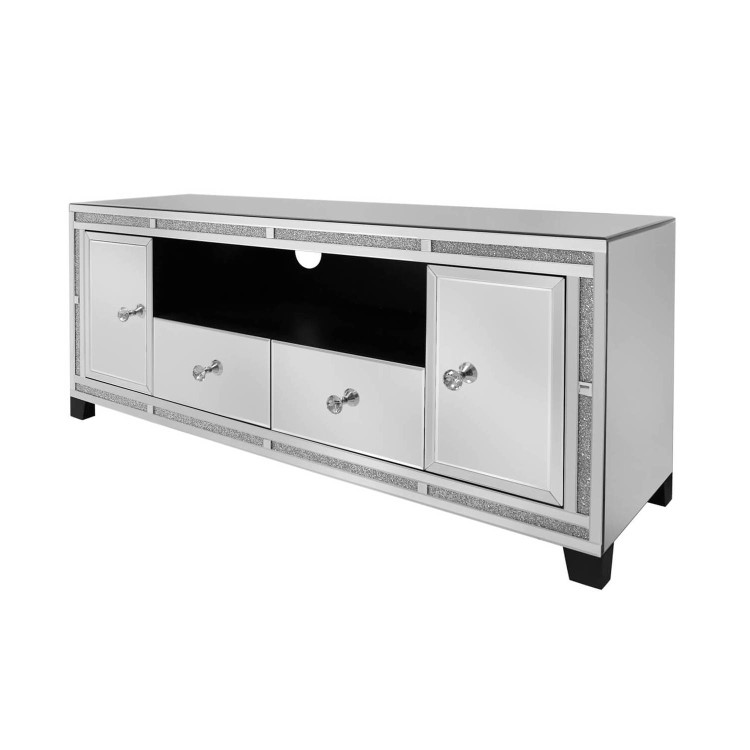Aurora Boutique Mila Mirrored TV Unit with Crystal Inlay - TV's up to 60"
