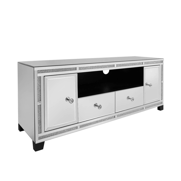 Aurora Boutique Mila Mirrored TV Unit with Crystal Inlay - TV's up to 60"
