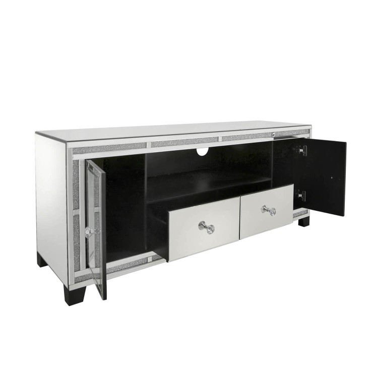 Aurora Boutique Mila Mirrored TV Unit with Crystal Inlay - TV's up to 60"