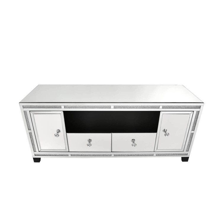 Aurora Boutique Mila Mirrored TV Unit with Crystal Inlay - TV's up to 60"
