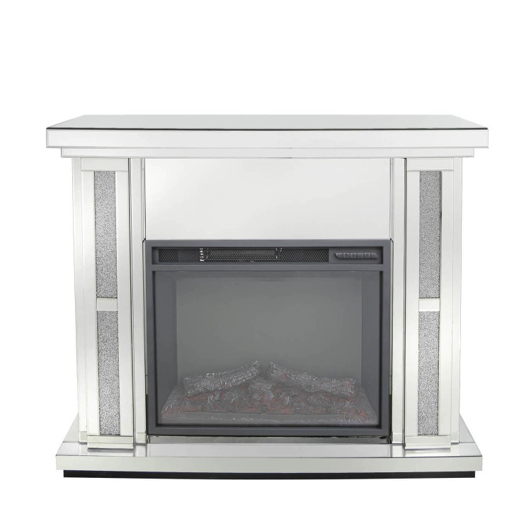 Aurora Boutique Sparkel Mirrored Fire Surround with Fire Insert & Glitter