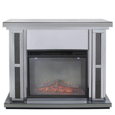 Aurora Boutique Smoked Black Mirrored Fire Surround With Insert Glitter Fol100705 Appliances Direct Aurora Boutique Smoked Black Mirrored, Aurora Wood Burning Fireplace Insert