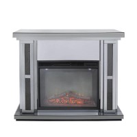Aurora Boutique Smoked Black Mirrored Fire Surround with Fire Insert & Glitter