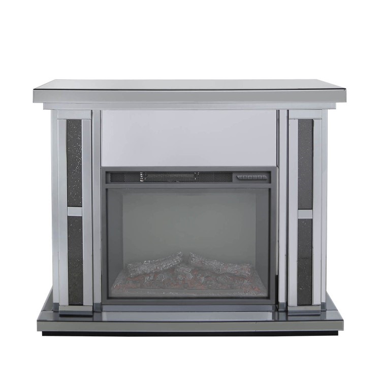Aurora Boutique Smoked Black Mirrored Fire Surround with Fire Insert & Glitter