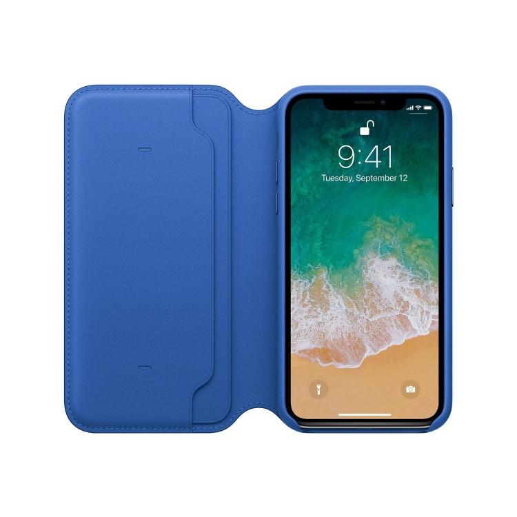 Apple iPhone X Leather Folio Case - Electric Blue