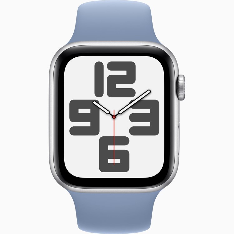 Apple Watch SE (2nd Gen) GPS + Cellular 44mm Silver Aluminium Case with Storm Blue Sport Band - S/M