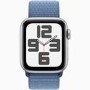 Apple Watch SE 2nd Gen GPS + Cellular 44mm Silver Aluminium Case with Winter Blue Sport Loop