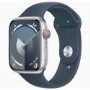 Apple Watch Series 9 GPS + Cellular 41mm Silver Aluminium Case with Storm Blue Sport Band - S/M