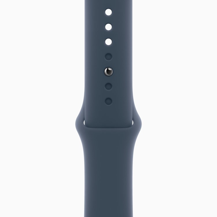 Apple Watch Series 9 GPS + Cellular 41mm Silver Stainless Steel Case with Storm Blue Sport Band - S/M