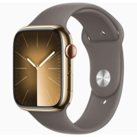 Apple Watch Series 9 GPS + Cellular 41mm Gold Stainless Steel Case with Clay Sport Band - M/L