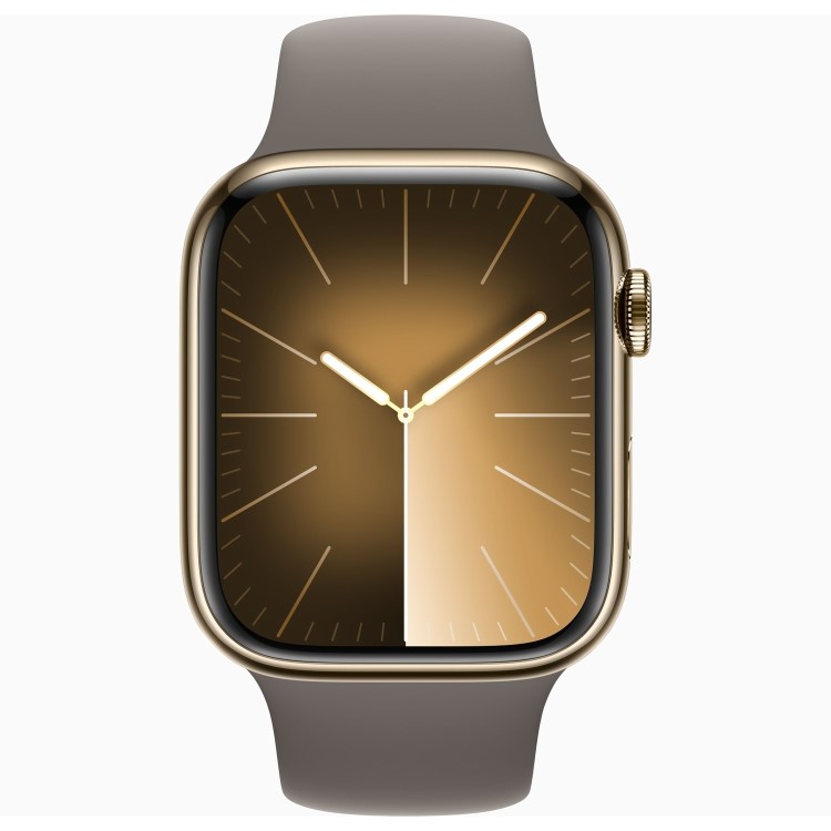 Apple Watch Series 9 GPS + Cellular 41mm Gold Stainless Steel Case with Clay Sport Band - M/L