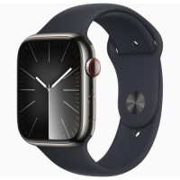 Apple Watch Series 9 GPS + Cellular 45mm Graphite Stainless Steel Case with Midnight Sport Band - S/M