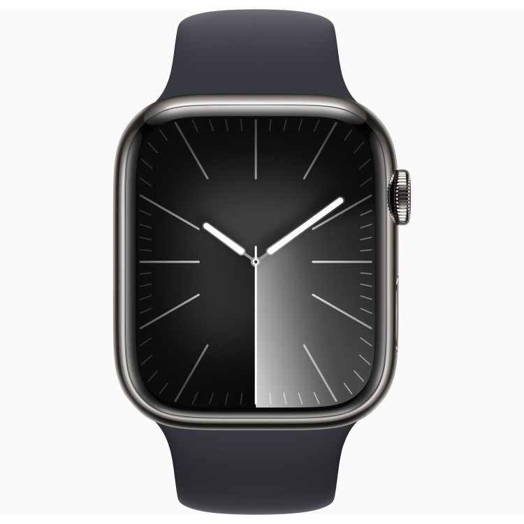 Apple Watch Series 9 GPS + Cellular 45mm Graphite Stainless Steel Case with Midnight Sport Band - S/M