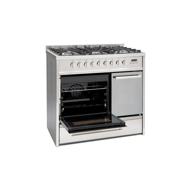 Refurbished Montpellier MRT91DFMX 90cm Dual Fuel Range Cooker Stainless Steel