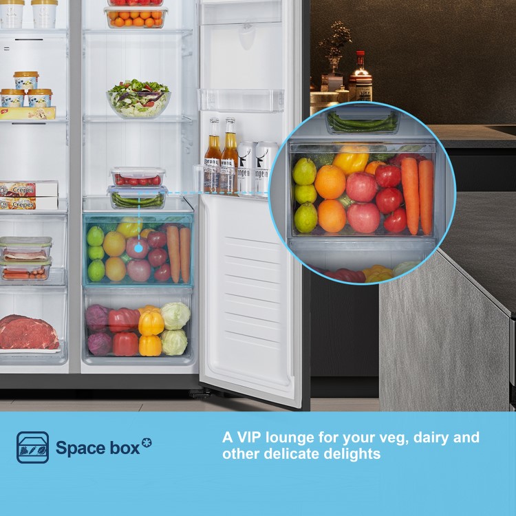 Fridgemaster 439 Litre Side-by-Side American Fridge Freezer - Black